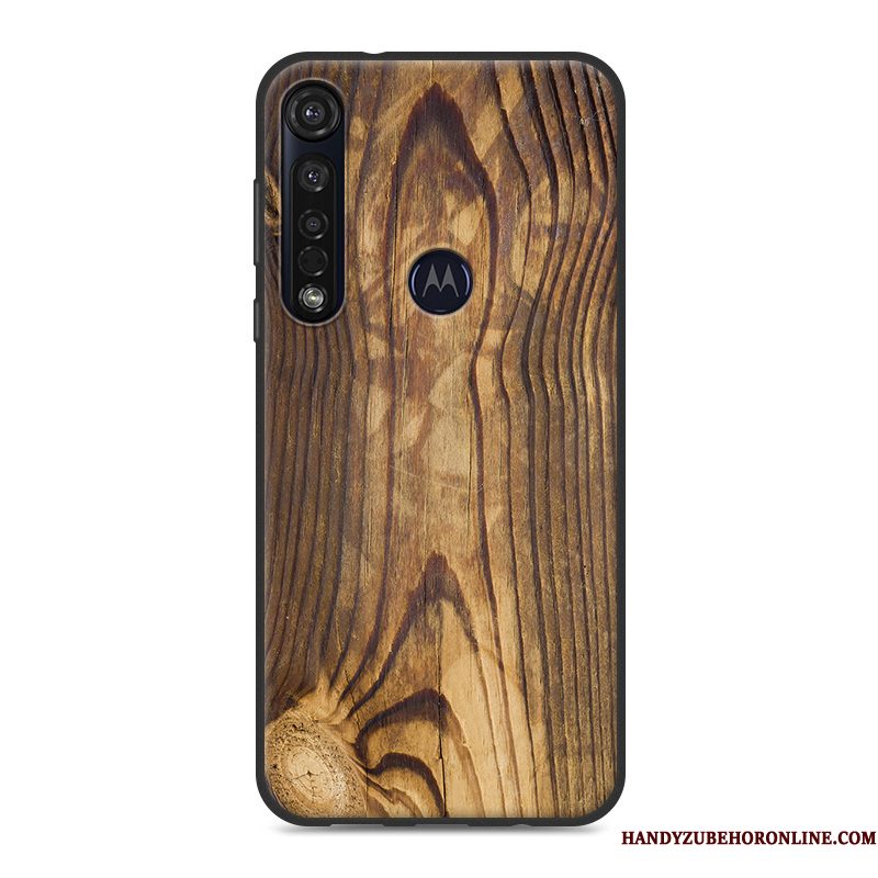 Hoesje Moto G8 Plus Houtnerf Schrobben Grijs, Hoes Moto G8 Plus Siliconen Wind Trend