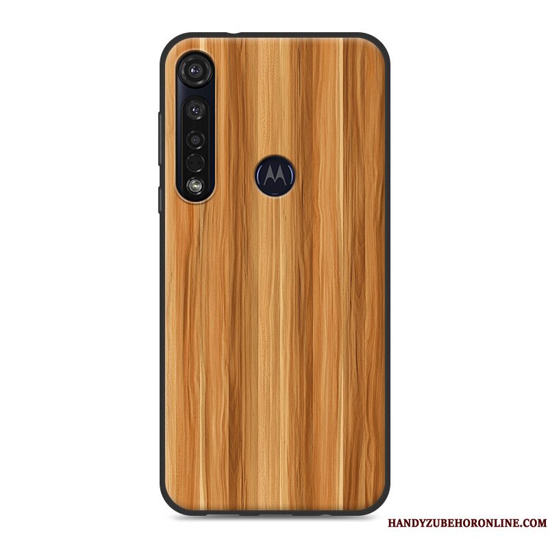 Hoesje Moto G8 Plus Houtnerf Schrobben Grijs, Hoes Moto G8 Plus Siliconen Wind Trend