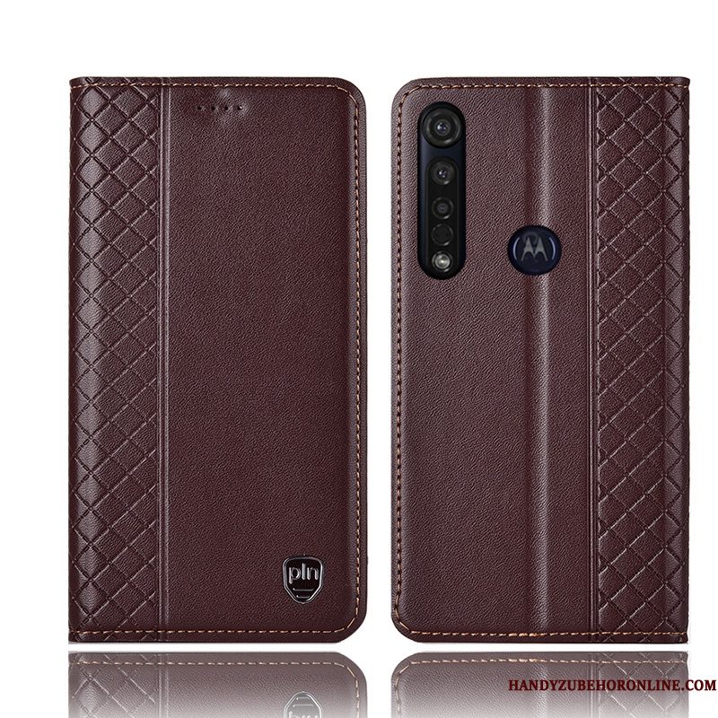 Hoesje Moto G8 Plus Leer Geeltelefoon, Hoes Moto G8 Plus Folio Anti-fall