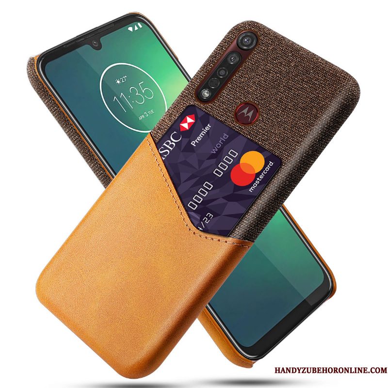 Hoesje Moto G8 Plus Leer Koel Patroon, Hoes Moto G8 Plus Bescherming Rood Bedrijf