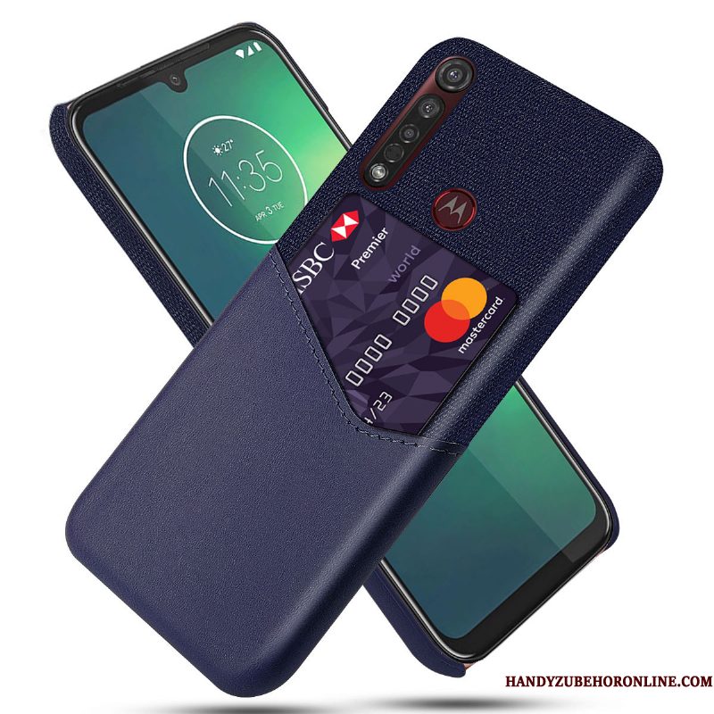 Hoesje Moto G8 Plus Leer Koel Patroon, Hoes Moto G8 Plus Bescherming Rood Bedrijf