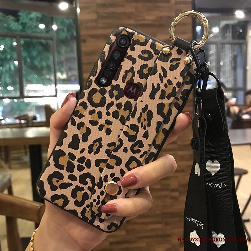 Hoesje Moto G8 Plus Zacht Telefoon Hanger, Hoes Moto G8 Plus Ondersteuning Mini Bloemen