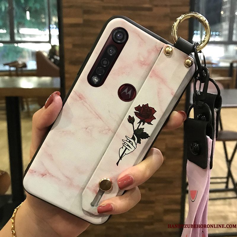 Hoesje Moto G8 Plus Zacht Telefoon Hanger, Hoes Moto G8 Plus Ondersteuning Mini Bloemen