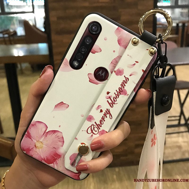 Hoesje Moto G8 Plus Zacht Telefoon Hanger, Hoes Moto G8 Plus Ondersteuning Mini Bloemen