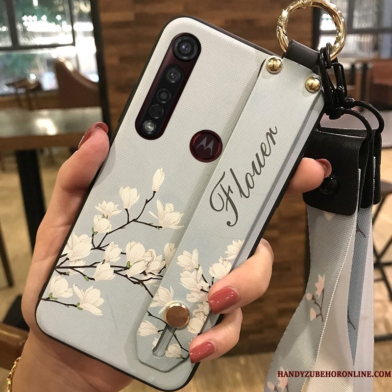 Hoesje Moto G8 Plus Zacht Telefoon Hanger, Hoes Moto G8 Plus Ondersteuning Mini Bloemen