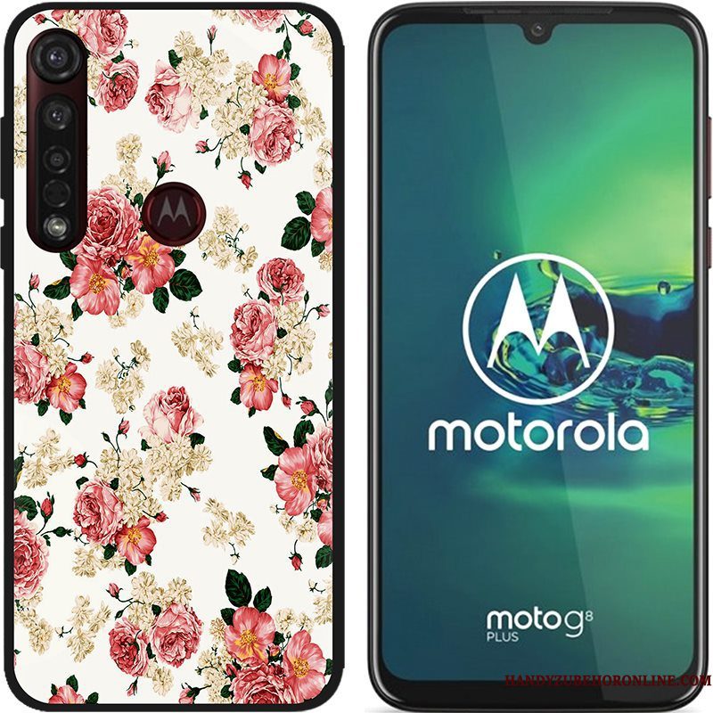 Hoesje Moto G8 Plus Zacht Zwarttelefoon, Hoes Moto G8 Plus Spotprent Pu Schrobben