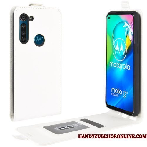 Hoesje Moto G8 Power Folio Kaart Bedrijf, Hoes Moto G8 Power Ondersteuning Zwarttelefoon