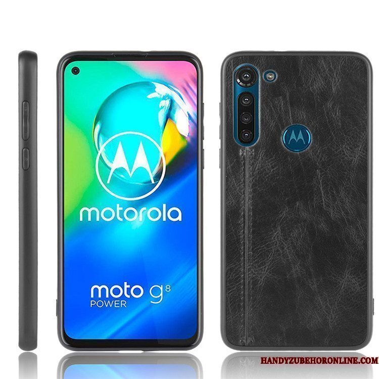 Hoesje Moto G8 Power Leer Trendy Merk Hard, Hoes Moto G8 Power Zakken Zwarttelefoon