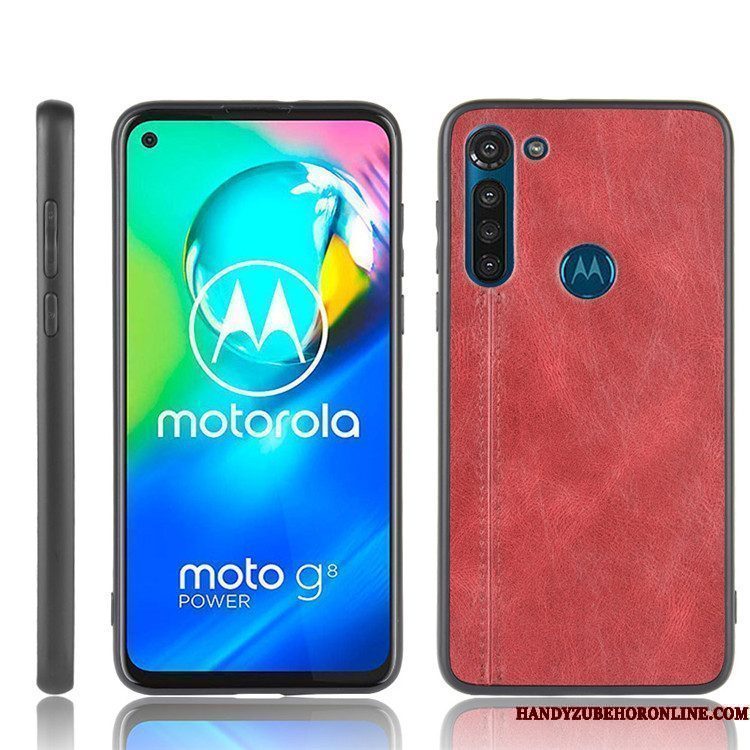 Hoesje Moto G8 Power Leer Trendy Merk Hard, Hoes Moto G8 Power Zakken Zwarttelefoon