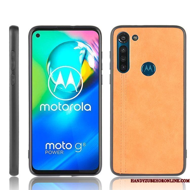 Hoesje Moto G8 Power Leer Trendy Merk Hard, Hoes Moto G8 Power Zakken Zwarttelefoon