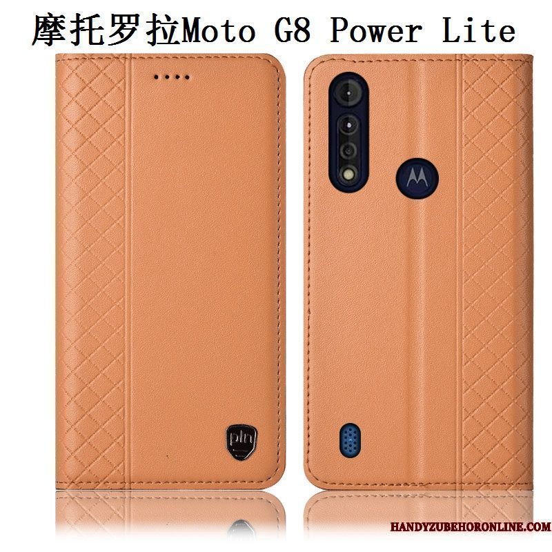 Hoesje Moto G8 Power Lite Bescherming Anti-falltelefoon, Hoes Moto G8 Power Lite Zakken Bruin