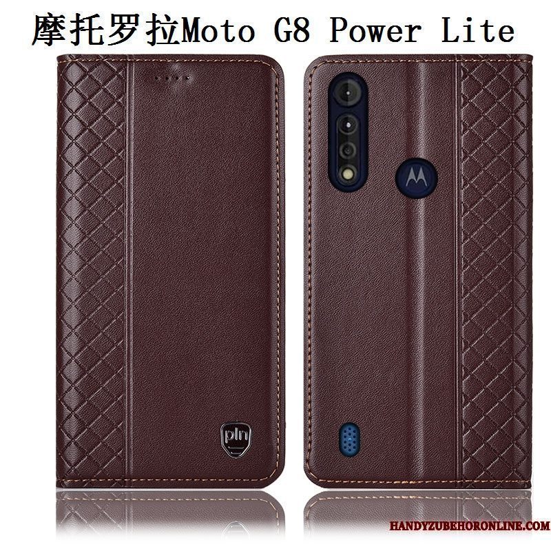 Hoesje Moto G8 Power Lite Bescherming Anti-falltelefoon, Hoes Moto G8 Power Lite Zakken Bruin