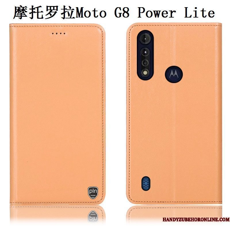 Hoesje Moto G8 Power Lite Leer Anti-fall Patroon, Hoes Moto G8 Power Lite Folio Geeltelefoon