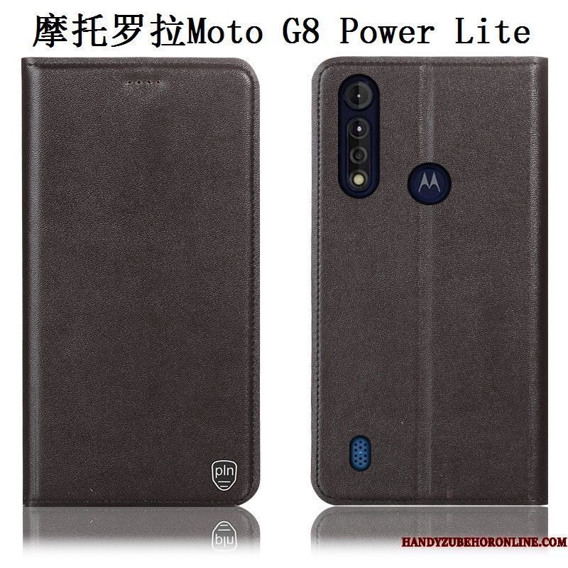Hoesje Moto G8 Power Lite Leer Anti-fall Patroon, Hoes Moto G8 Power Lite Folio Geeltelefoon