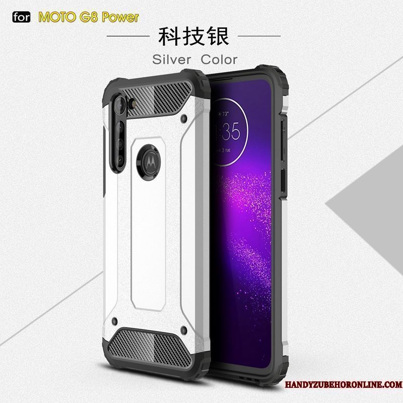 Hoesje Moto G8 Power Zacht Blauw Hard, Hoes Moto G8 Power Zakken Anti-fall Nieuw