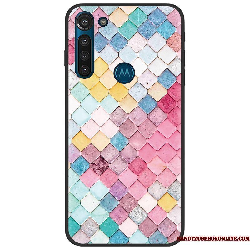 Hoesje Moto G8 Power Zacht Roze Zwart, Hoes Moto G8 Power Geschilderd Trend Doek