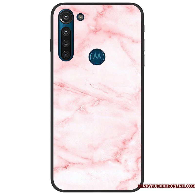 Hoesje Moto G8 Power Zacht Roze Zwart, Hoes Moto G8 Power Geschilderd Trend Doek