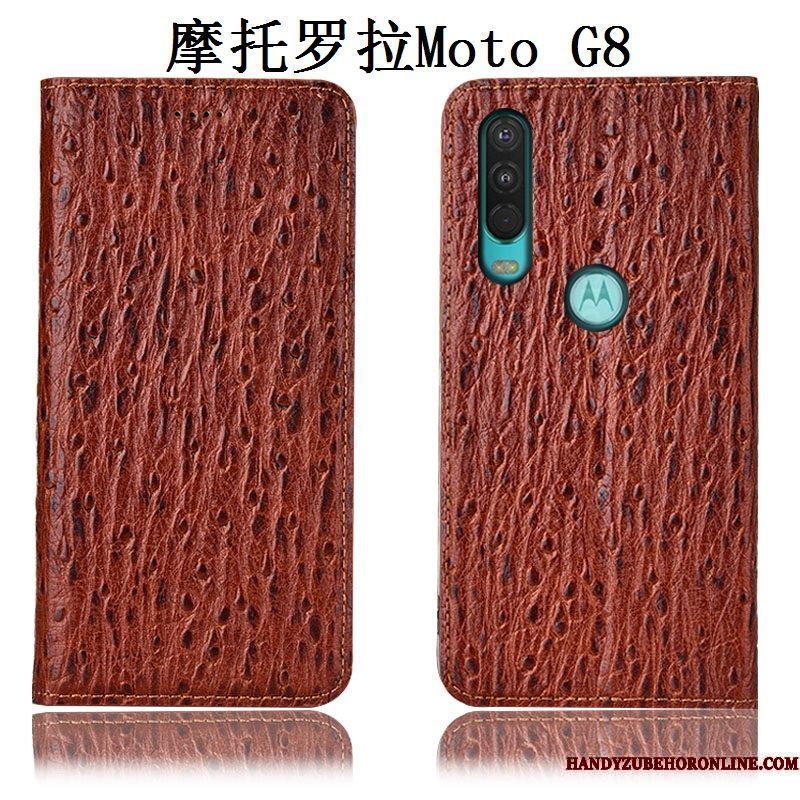 Hoesje Moto G8 Zakken Anti-fall Vogel, Hoes Moto G8 Leer Donkerblauwtelefoon