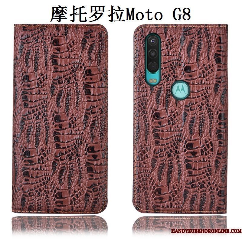 Hoesje Moto G8 Zakken Blauwtelefoon, Hoes Moto G8 Bescherming Anti-fall