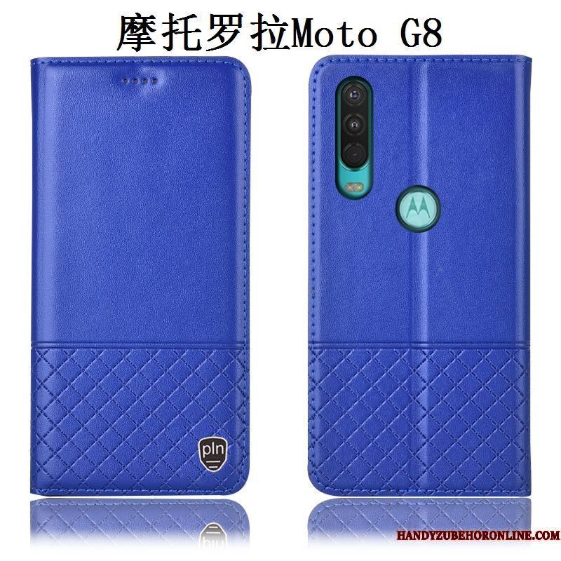 Hoesje Moto G8 Zakken Telefoon Anti-fall, Hoes Moto G8 Leer Bruin