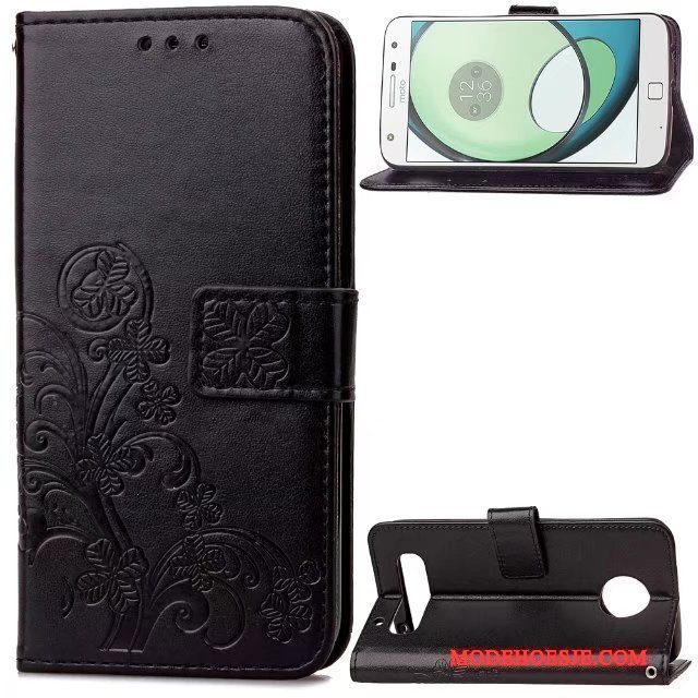 Hoesje Moto Z Play Leer Bedrijf Trend, Hoes Moto Z Play Folio Telefoon Blauw