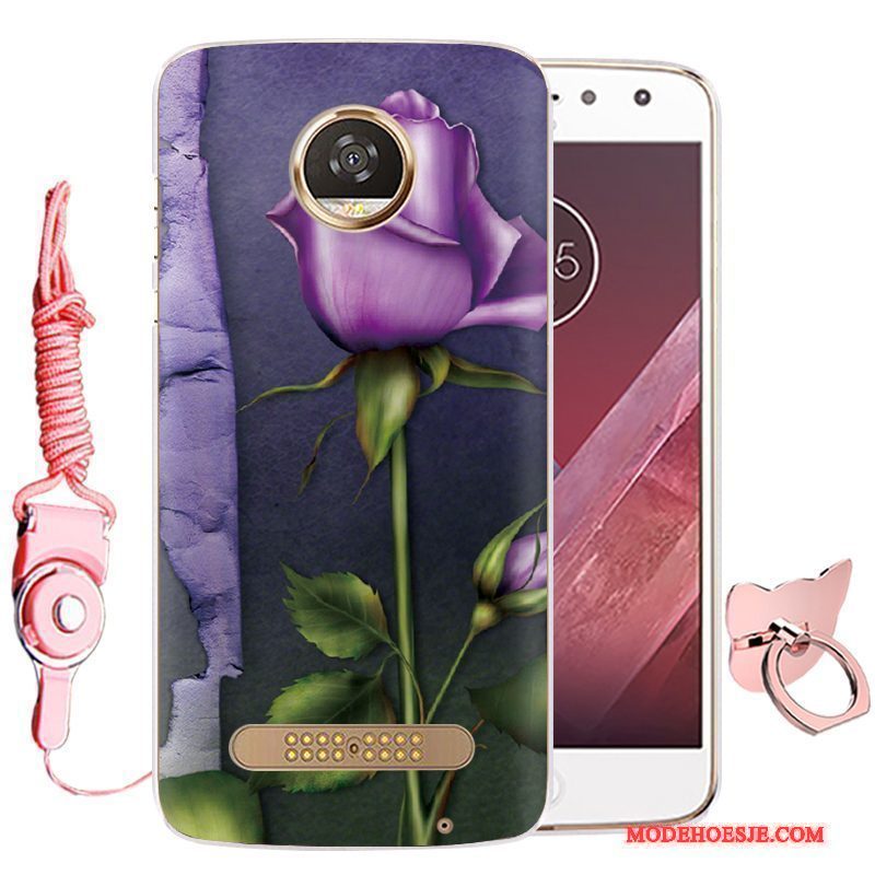 Hoesje Moto Z Play Siliconen Anti-fall Blauw, Hoes Moto Z Play Spotprent Telefoon