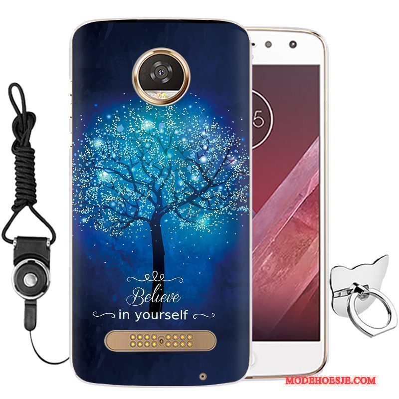 Hoesje Moto Z Play Siliconen Anti-fall Blauw, Hoes Moto Z Play Spotprent Telefoon