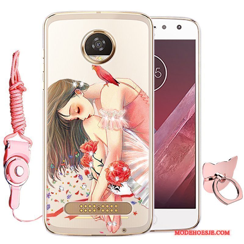Hoesje Moto Z Play Siliconen Anti-fall Blauw, Hoes Moto Z Play Spotprent Telefoon
