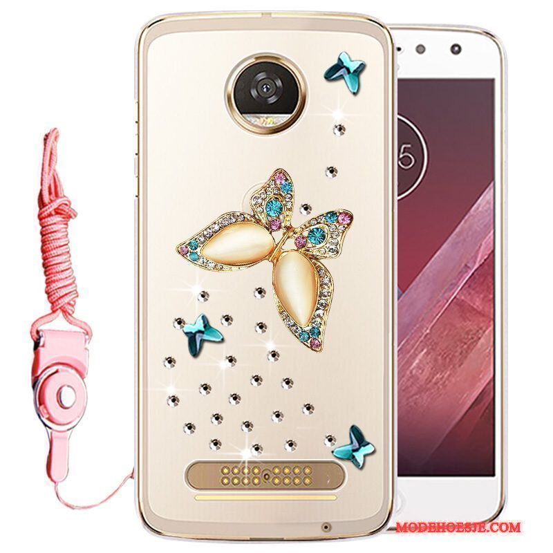 Hoesje Moto Z Play Siliconen Telefoon Anti-fall, Hoes Moto Z Play Strass Goud