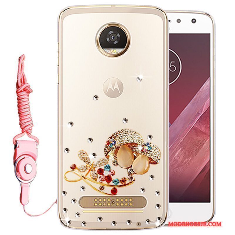 Hoesje Moto Z Play Siliconen Telefoon Anti-fall, Hoes Moto Z Play Strass Goud