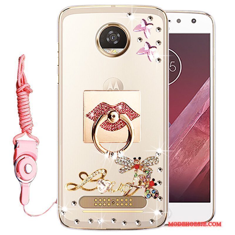 Hoesje Moto Z Play Siliconen Telefoon Anti-fall, Hoes Moto Z Play Strass Goud