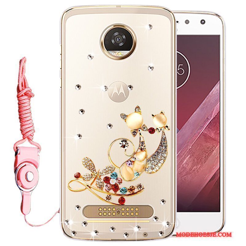 Hoesje Moto Z Play Siliconen Telefoon Anti-fall, Hoes Moto Z Play Strass Goud