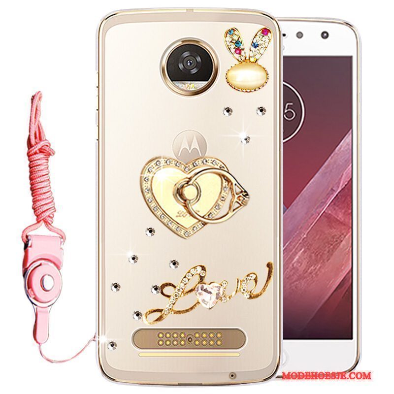 Hoesje Moto Z Play Siliconen Telefoon Anti-fall, Hoes Moto Z Play Strass Goud