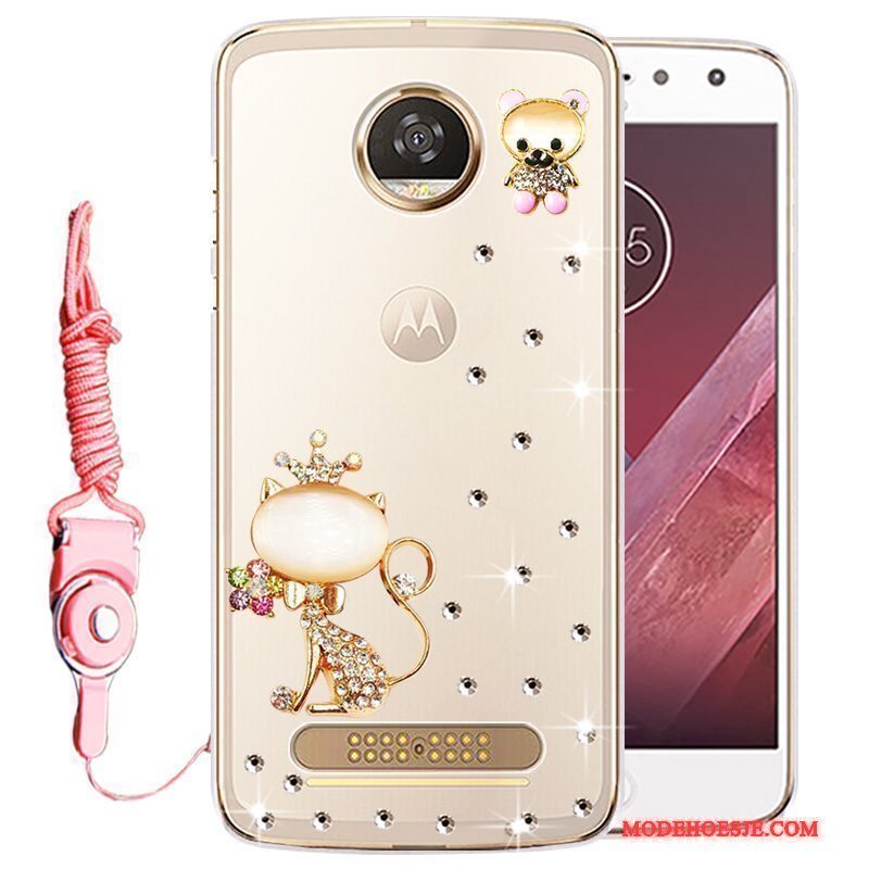 Hoesje Moto Z Play Siliconen Telefoon Anti-fall, Hoes Moto Z Play Strass Goud