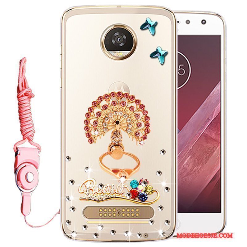 Hoesje Moto Z Play Siliconen Telefoon Anti-fall, Hoes Moto Z Play Strass Goud