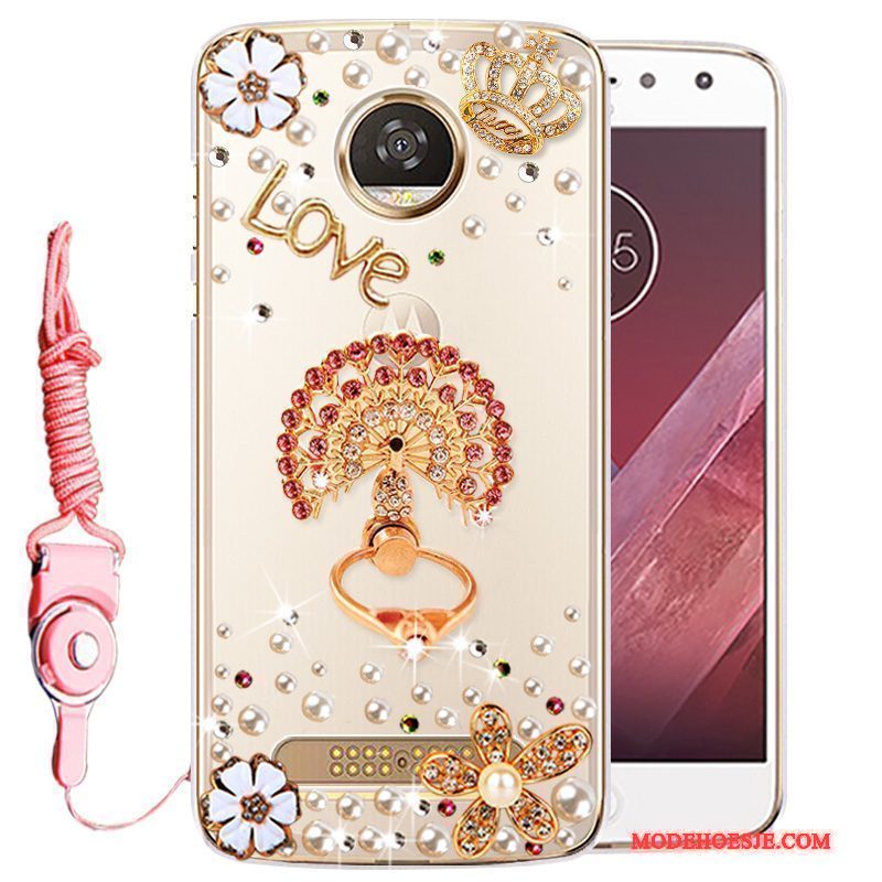 Hoesje Moto Z Play Siliconen Telefoon Anti-fall, Hoes Moto Z Play Strass Goud