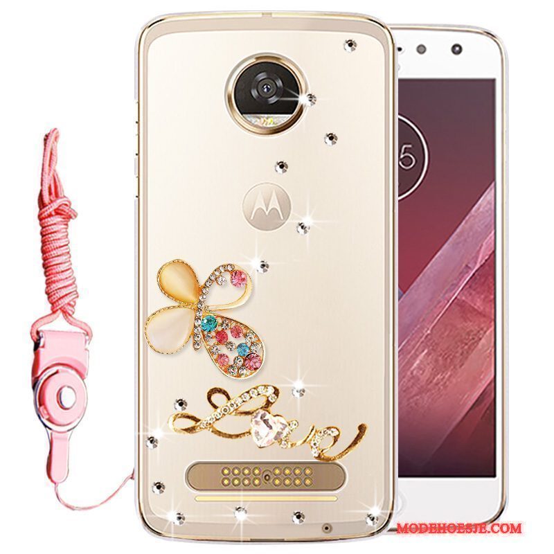 Hoesje Moto Z Play Siliconen Telefoon Anti-fall, Hoes Moto Z Play Strass Goud