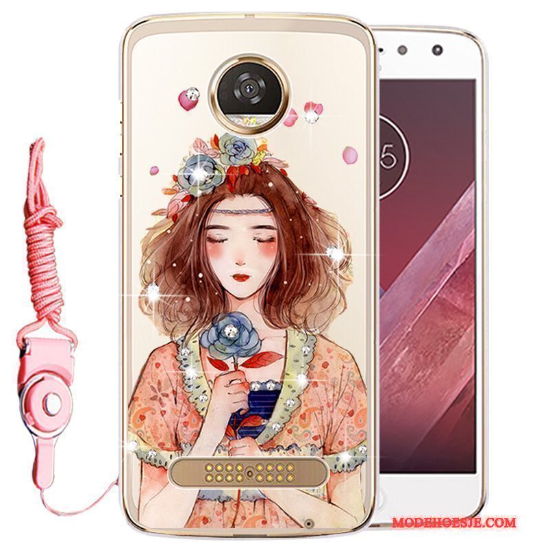 Hoesje Moto Z Play Siliconen Telefoon Anti-fall, Hoes Moto Z Play Strass Goud