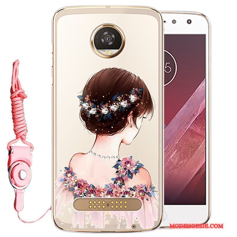 Hoesje Moto Z Play Siliconen Telefoon Anti-fall, Hoes Moto Z Play Strass Goud