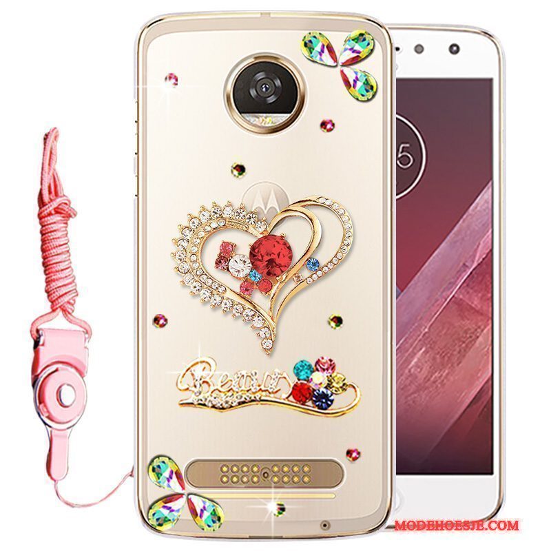 Hoesje Moto Z Play Siliconen Telefoon Anti-fall, Hoes Moto Z Play Strass Goud