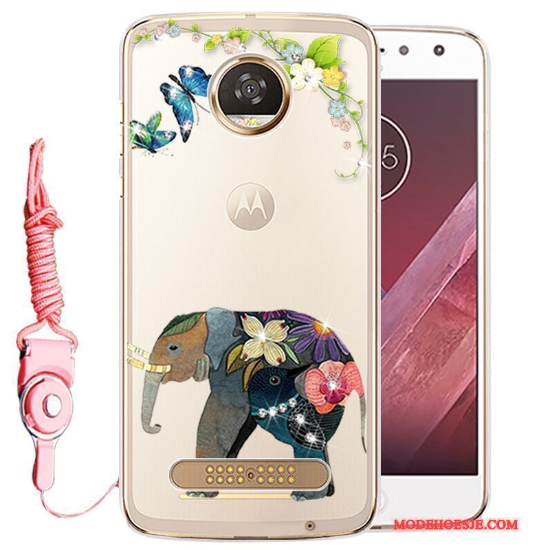 Hoesje Moto Z Play Siliconen Telefoon Anti-fall, Hoes Moto Z Play Strass Goud