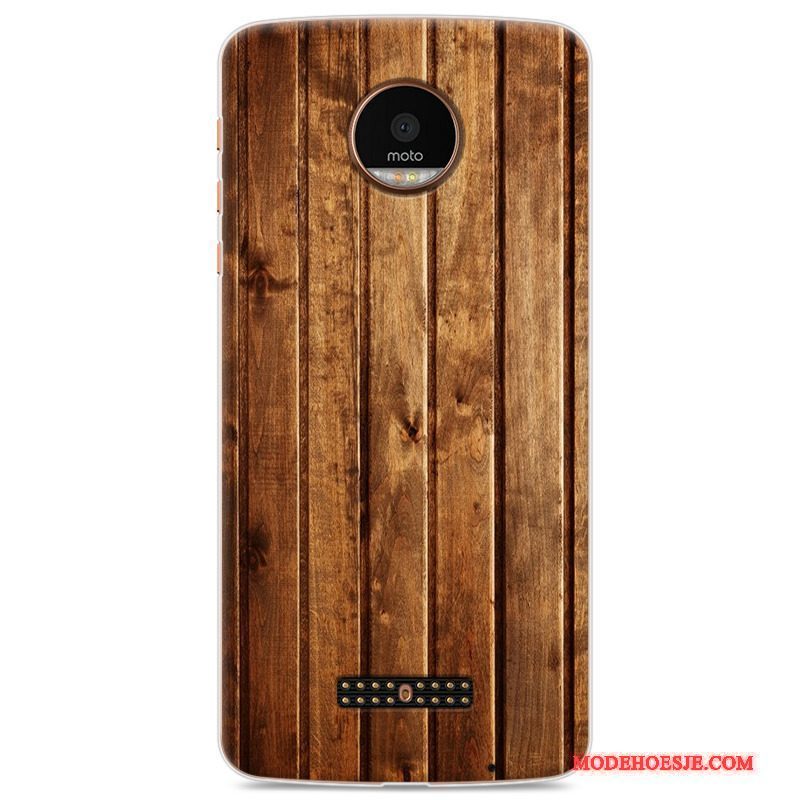 Hoesje Moto Z Zacht Telefoon Hout, Hoes Moto Z Zakken Anti-fall Donkerblauw