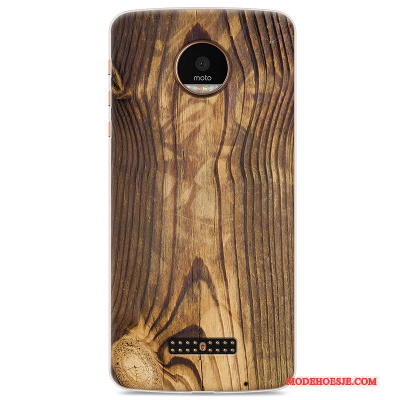 Hoesje Moto Z Zacht Telefoon Hout, Hoes Moto Z Zakken Anti-fall Donkerblauw