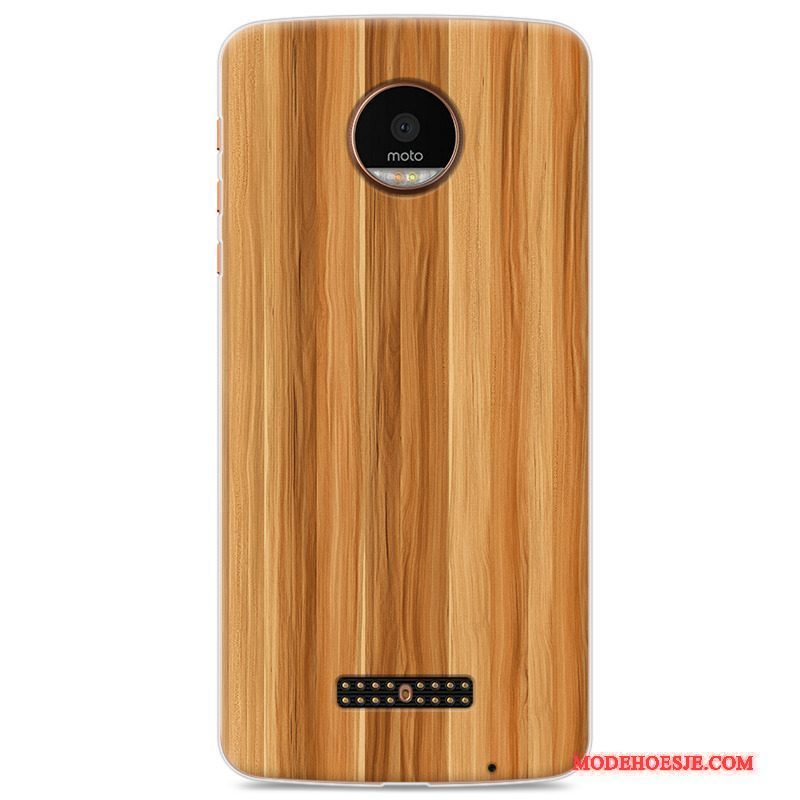 Hoesje Moto Z Zacht Telefoon Hout, Hoes Moto Z Zakken Anti-fall Donkerblauw