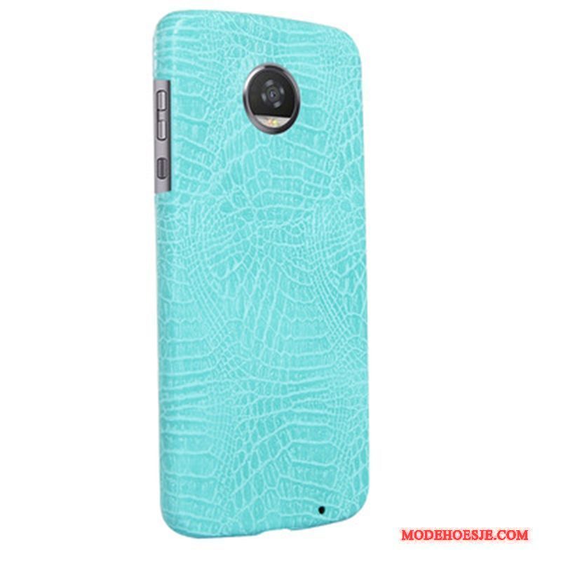 Hoesje Moto Z2 Play Leer Telefoon Omlijsting, Hoes Moto Z2 Play Bescherming Rood Krokodillenleer