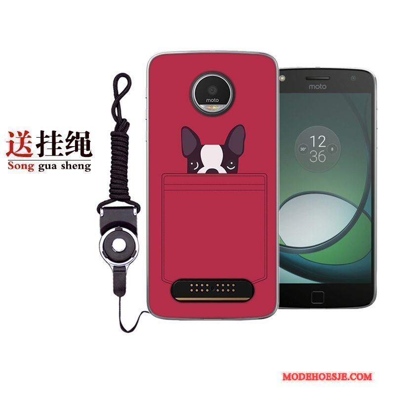 Hoesje Moto Z2 Play Siliconen Wit Anti-fall, Hoes Moto Z2 Play Zakken Trend Rood