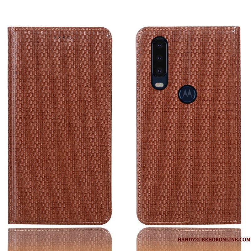 Hoesje Motorola One Action Folio Groen Patroon, Hoes Motorola One Action Leer Telefoon Anti-fall