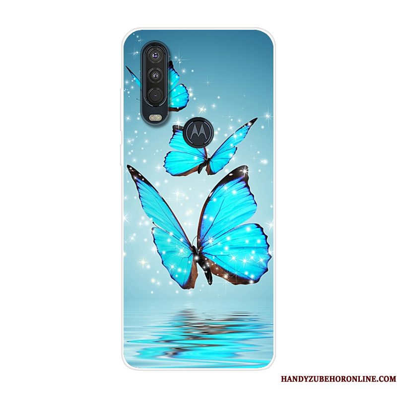 Hoesje Motorola One Action Siliconen Anti-fall Blauw, Hoes Motorola One Action Zakken Telefoon