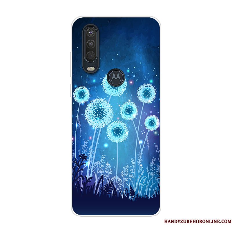 Hoesje Motorola One Action Siliconen Anti-fall Blauw, Hoes Motorola One Action Zakken Telefoon