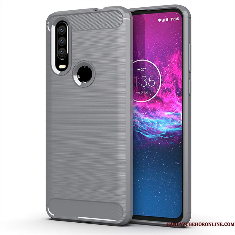 Hoesje Motorola One Action Zacht Rood Zijde, Hoes Motorola One Action Siliconen Patroon Anti-fall